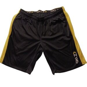 SKLZ Athletic Long Shorts Men's Size Large BLACK‎ & YELLOW Pockets Basketball